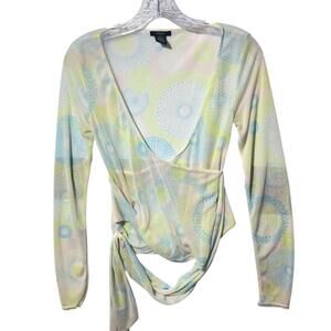 Guess Women's Medium Pastel Pastel Sheer Long Sleeve Blouse
